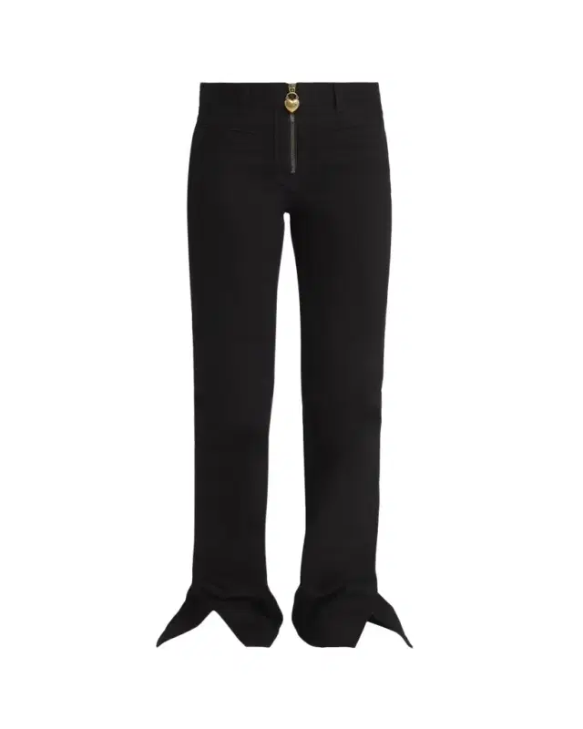 Denim Split-Cuff Flare Trousers