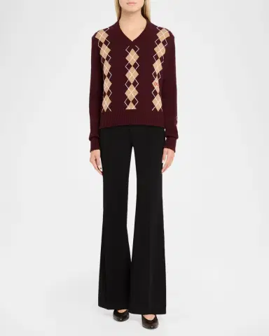 Chloé Wool-Cashmere Argyle V-Neck Sweater | Thumbnail 6 Chloé Wool-Cashmere Argyle V-Neck Sweater | Thumbnail 6
