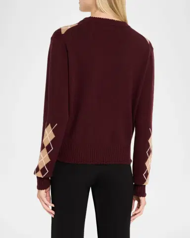 Chloé Wool-Cashmere Argyle V-Neck Sweater | Thumbnail 7 Chloé Wool-Cashmere Argyle V-Neck Sweater | Thumbnail 7