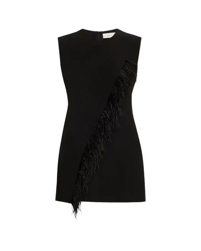 A.L.C. Beck Feather-Trim Mini Dress