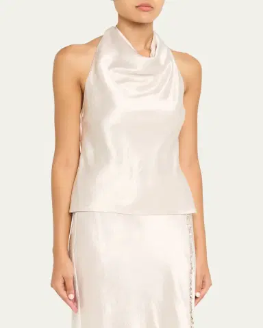 Jason Wu Collection Crystal-Embellished Washed Twill Cowl Halter Top | Thumbnail 4 Jason Wu Collection Crystal-Embellished Washed Twill Cowl Halter Top | Thumbnail 4