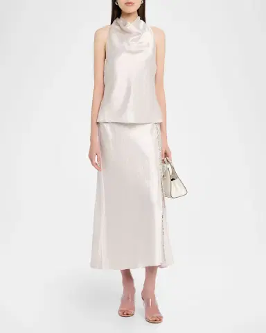 Jason Wu Collection Crystal-Embellished Washed Twill Cowl Halter Top | Thumbnail 6 Jason Wu Collection Crystal-Embellished Washed Twill Cowl Halter Top | Thumbnail 6
