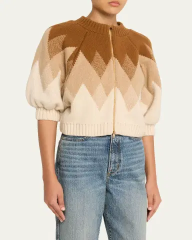 RÙADH The Innes Fair Isle Puff-Sleeve Zip Cardigan | Thumbnail 4