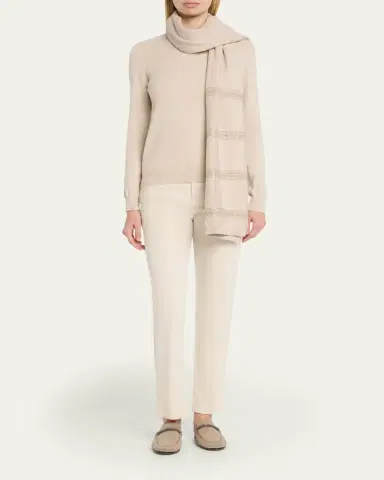 Brunello Cucinelli Sequined Check Wool Cashmere Scarf | Thumbnail 5 Brunello Cucinelli Sequined Check Wool Cashmere Scarf | Thumbnail 5