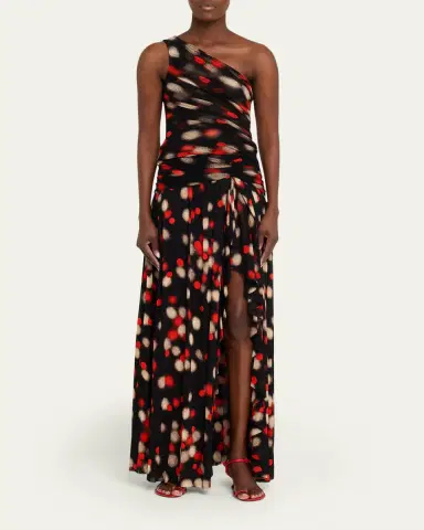 Diane von Furstenberg Nathalie Draped Dot-Print Mesh Maxi Skirt | Thumbnail 2 Diane von Furstenberg Nathalie Draped Dot-Print Mesh Maxi Skirt | Thumbnail 2