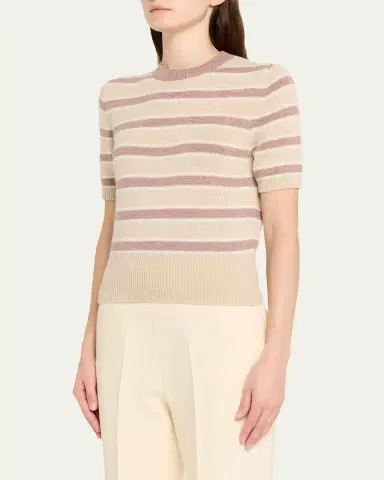 Loro Piana Fobello Cashmere Striped Crewneck Sweater | Thumbnail 4 Loro Piana Fobello Cashmere Striped Crewneck Sweater | Thumbnail 4
