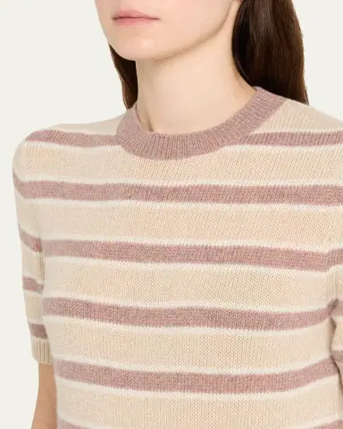 Loro Piana Fobello Cashmere Striped Crewneck Sweater | Thumbnail 5 Loro Piana Fobello Cashmere Striped Crewneck Sweater | Thumbnail 5