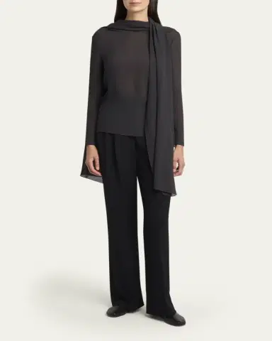 THE ROW Alenora Scarf-Neck Silk Long-Sleeve Top | Thumbnail 2