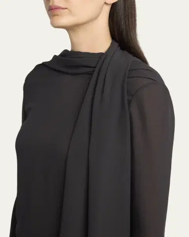 THE ROW Alenora Scarf-Neck Silk Long-Sleeve Top | Thumbnail 5