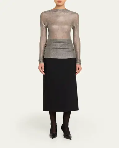 Giorgio Armani Laminated Mesh Long-Sleeve Top | Thumbnail 2