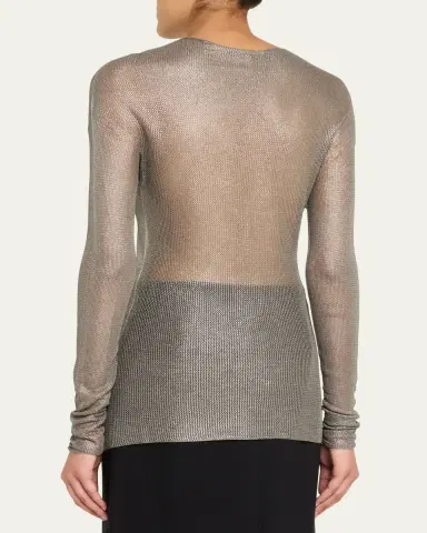 Giorgio Armani Laminated Mesh Long-Sleeve Top | Thumbnail 3