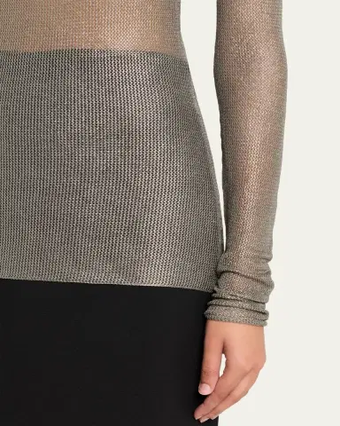 Giorgio Armani Laminated Mesh Long-Sleeve Top | Thumbnail 5