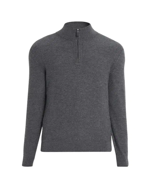 Men 's Cashmere Waffle-Knit Quarter-Zip Sweater