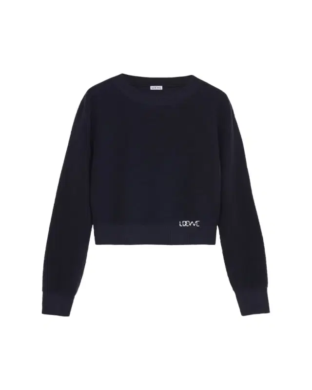Logo Embroidered Wool Crewneck Sweater