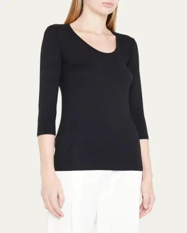 Majestic Filatures Soft Touch 3/4-Sleeve Scoop-Neck Tee | Thumbnail 4