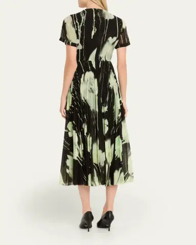 Jason Wu Collection Pleated Watercolor-Print Midi Dress | Thumbnail 3 Jason Wu Collection Pleated Watercolor-Print Midi Dress | Thumbnail 3