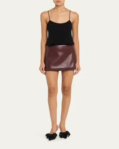 LoveShackFancy Noala Faux Leather Mini Skirt | Thumbnail 2 LoveShackFancy Noala Faux Leather Mini Skirt | Thumbnail 2