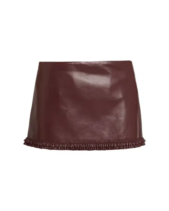LoveShackFancy Noala Faux Leather Mini Skirt
