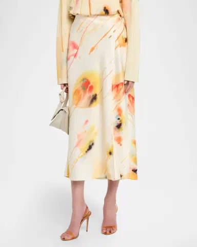 Jason Wu Collection Washed Satin Floral-Print Midi Skirt | Thumbnail 8 Jason Wu Collection Washed Satin Floral-Print Midi Skirt | Thumbnail 8