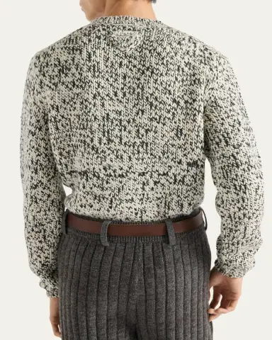 Prada Men's Melange Wool Knit Cardigan | Thumbnail 3 Prada Men's Melange Wool Knit Cardigan | Thumbnail 3