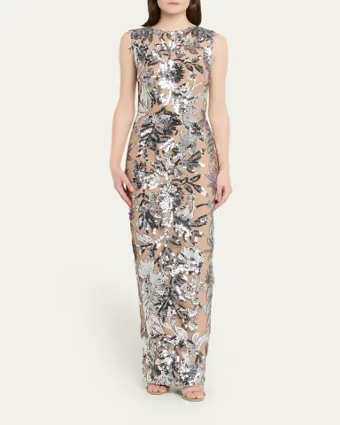 Bronx and Banco Violet Silver Sequin Maxi Dress | Thumbnail 2
