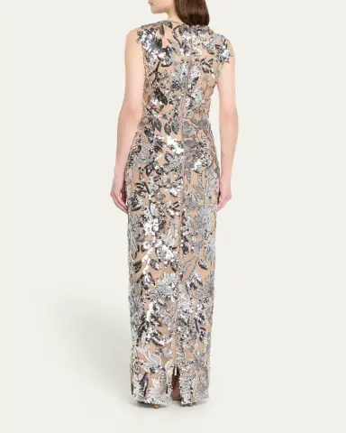 Bronx and Banco Violet Silver Sequin Maxi Dress | Thumbnail 3