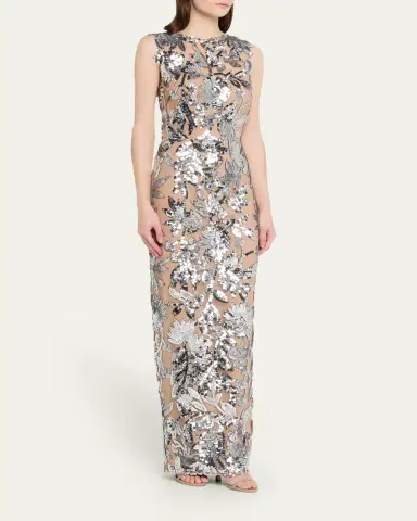 Bronx and Banco Violet Silver Sequin Maxi Dress | Thumbnail 4