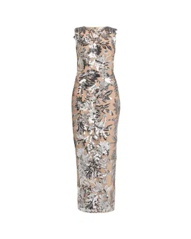 Bronx and Banco Violet Silver Sequin Maxi Dress | Thumbnail 1