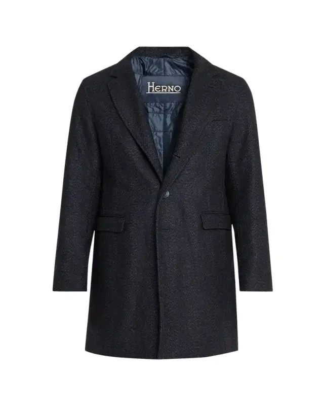 Herno Men's Wool-Blend Herringbone Top Coat