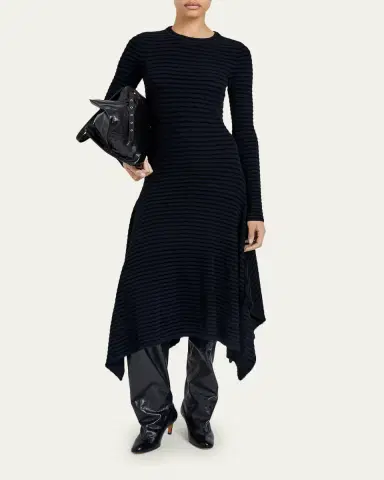 Proenza Schouler Didi Matte Viscose Velvet Stripe Dress | Thumbnail 2 Proenza Schouler Didi Matte Viscose Velvet Stripe Dress | Thumbnail 2