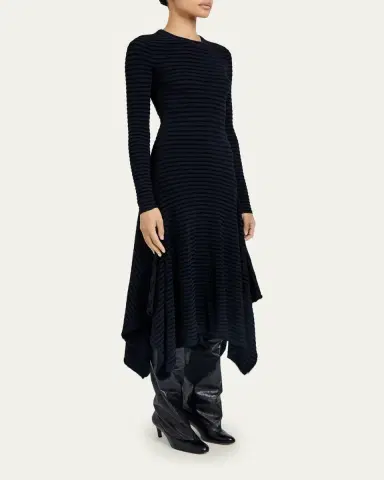Proenza Schouler Didi Matte Viscose Velvet Stripe Dress | Thumbnail 4 Proenza Schouler Didi Matte Viscose Velvet Stripe Dress | Thumbnail 4