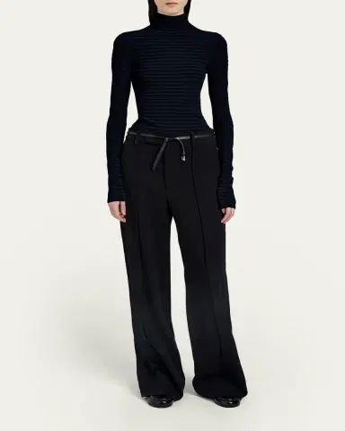 Proenza Schouler Didi Matte Viscose Velvet Stripe Turtleneck | Thumbnail 2 Proenza Schouler Didi Matte Viscose Velvet Stripe Turtleneck | Thumbnail 2