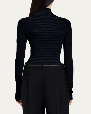 Proenza Schouler Didi Matte Viscose Velvet Stripe Turtleneck | Thumbnail 3 Proenza Schouler Didi Matte Viscose Velvet Stripe Turtleneck | Thumbnail 3