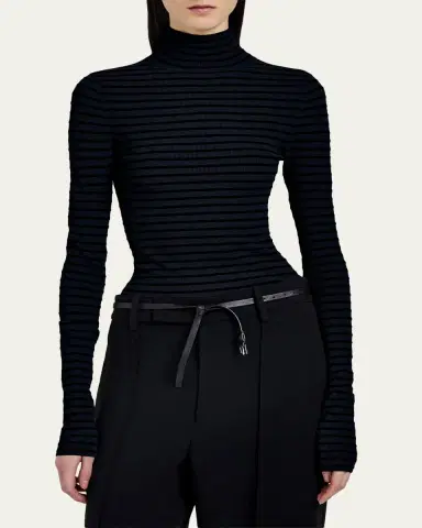 Proenza Schouler Didi Matte Viscose Velvet Stripe Turtleneck | Thumbnail 4 Proenza Schouler Didi Matte Viscose Velvet Stripe Turtleneck | Thumbnail 4