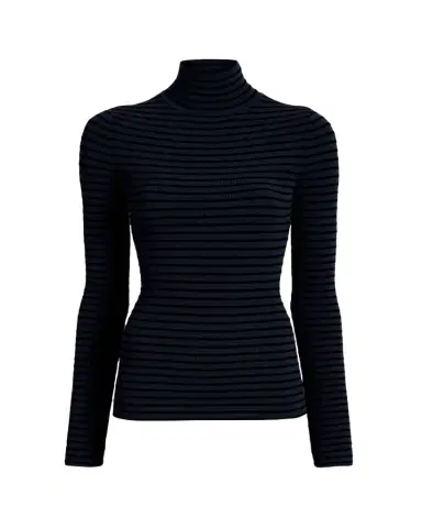 Proenza Schouler Didi Matte Viscose Velvet Stripe Turtleneck | Thumbnail 1 Proenza Schouler Didi Matte Viscose Velvet Stripe Turtleneck | Thumbnail 1
