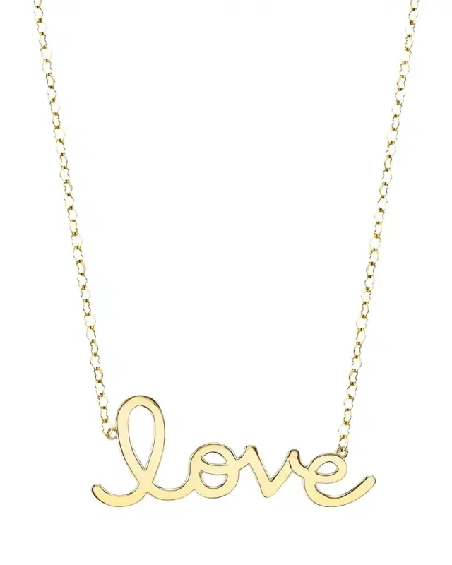 Sydney Evan Yellow Gold Pure Love Necklace with Heart Chain