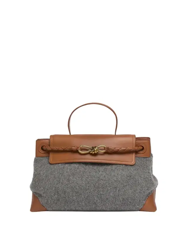 Bottega Veneta Ciao Ciao Medium Felt & Leather Top-Handle Bag