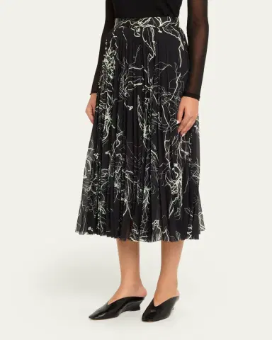 Jason Wu Collection Pleated Floral-Print Chiffon Midi Skirt | Thumbnail 4 Jason Wu Collection Pleated Floral-Print Chiffon Midi Skirt | Thumbnail 4