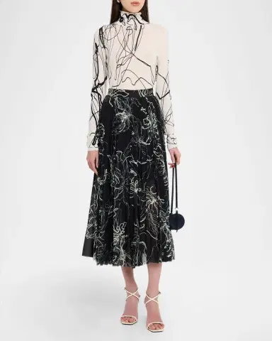 Jason Wu Collection Pleated Floral-Print Chiffon Midi Skirt | Thumbnail 6 Jason Wu Collection Pleated Floral-Print Chiffon Midi Skirt | Thumbnail 6