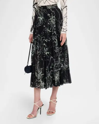 Jason Wu Collection Pleated Floral-Print Chiffon Midi Skirt | Thumbnail 8 Jason Wu Collection Pleated Floral-Print Chiffon Midi Skirt | Thumbnail 8