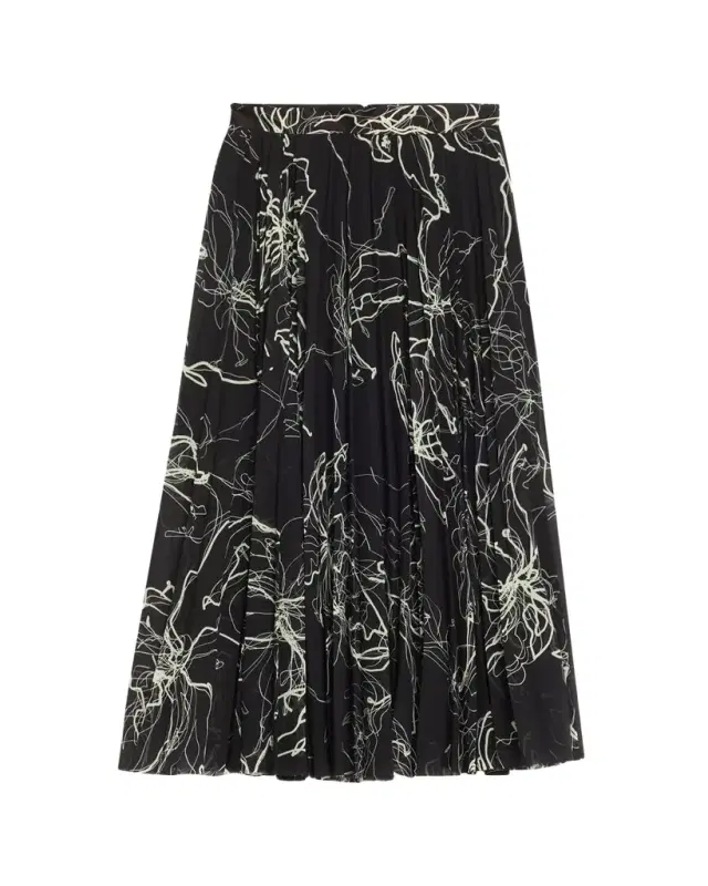 Jason Wu Collection Pleated Floral-Print Chiffon Midi Skirt