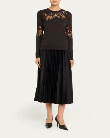 Jason Wu Collection Pleated Crepe Satin Midi Skirt | Thumbnail 2