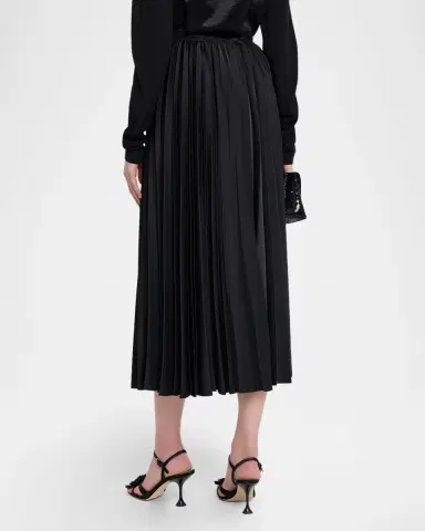 Jason Wu Collection Pleated Crepe Satin Midi Skirt | Thumbnail 7