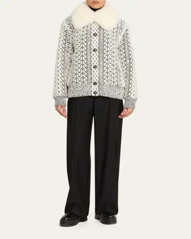 Moncler Grenoble Beille Bomber Jacket with Detachable Shearling Collar | Thumbnail 2