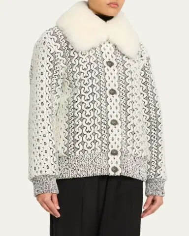 Moncler Grenoble Beille Bomber Jacket with Detachable Shearling Collar | Thumbnail 4