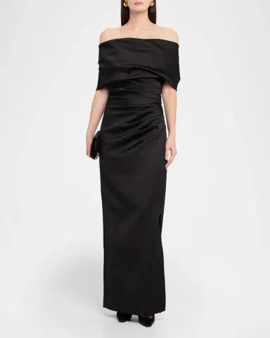 SIMKHAI Valencia Pleated Off-Shoulder Column Gown | Thumbnail 6 SIMKHAI Valencia Pleated Off-Shoulder Column Gown | Thumbnail 6