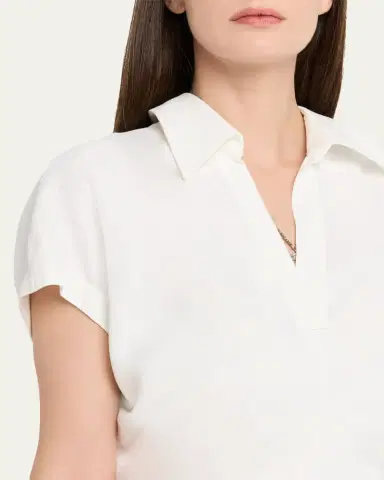 Brunello Cucinelli Draped Linen Twill Ankle Polo Dress With Monili Trim | Thumbnail 5