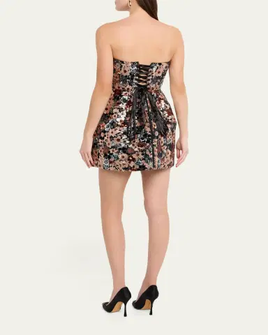 Bronx and Banco Maraya Strapless Floral Sequin Fit & Flare Mini Dress | Thumbnail 3