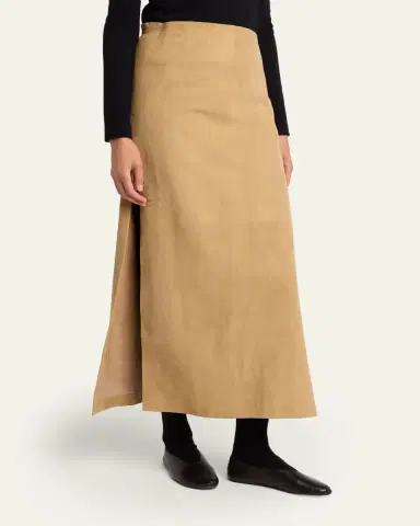 The Row Danas Suede Maxi Apron Skirt | Thumbnail 4