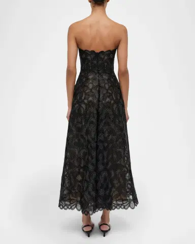 Simkhai Elvina Gilded Lace Strapless Midi Dress | Thumbnail 6 Simkhai Elvina Gilded Lace Strapless Midi Dress | Thumbnail 6